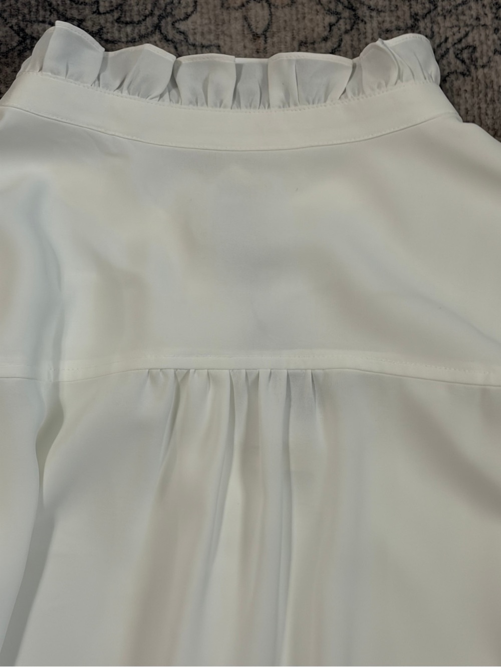 Anne Klein Ivory Ruffled Neck Button-Front Blouse - Picture 7 of 10